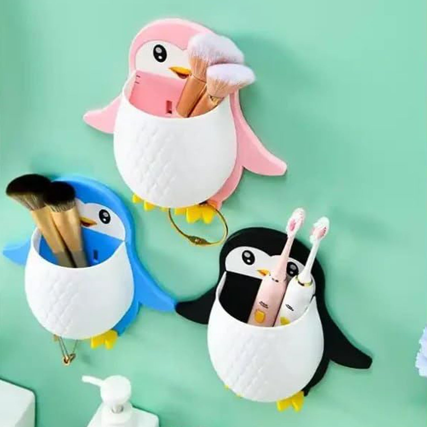 Penguin Storage Box, Adhesive Remote Case, Electric Toothbrushes Holder, Universal Controller Holder, Wall Nightstand, Office Plastic Wall Mount Penguin Storage Box, Adhesive Remote Case, Electric Toothbrushes Holder, Universal Controller Holder, Wall Nightstand, Office Plastic Wall Mount